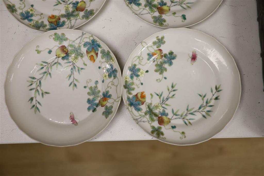 A set of six Chinese famille rose dishes, diameter 19cm (a.f.)